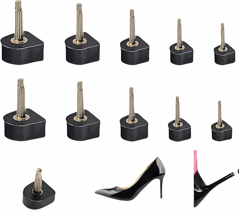 RyanDesign 10 Pairs High Heel Tips Replacement - U/Cap Style, 2.4mm & 3mm Metal Core, 5 Sizes (8-12mm) | Durable Non-Slip Heel Caps for Women's Shoes | Quiet, Quick DIY Installation (Black) - Image 1